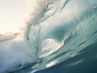 Beautiful and magnificent waves rise on the sea