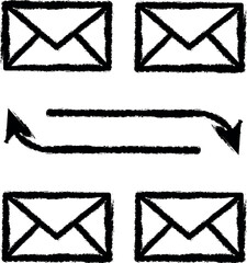 Email, communication icon grunge style vector