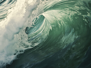 Beautiful and magnificent waves rise on the sea