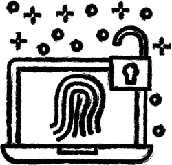 Computer fingerprint lock icon grunge style vector