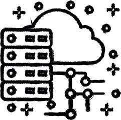 Computer server cloud icon grunge style vector