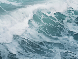Beautiful and magnificent waves rise on the sea