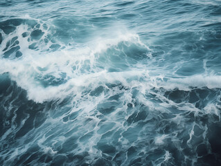 Beautiful and magnificent waves rise on the sea