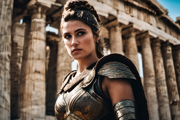 portrait of an ancient greek warrior female