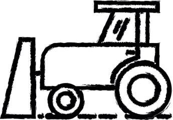 tractor with bucket outline icon grunge style vector