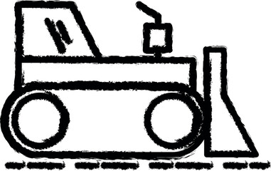 tractor with bucket outline icon grunge style vector