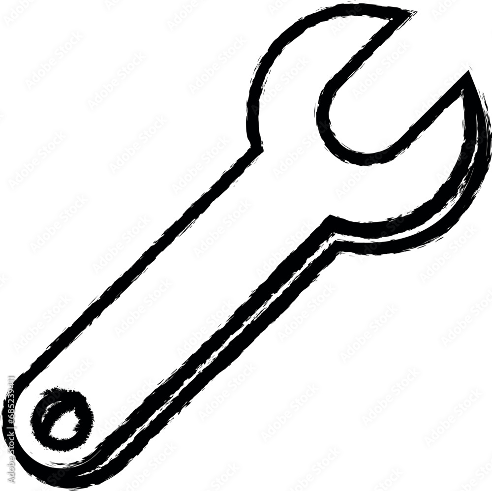 Wall mural wrench outline icon grunge style vector