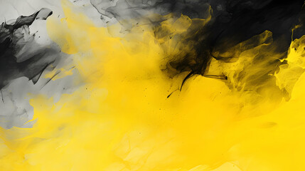 Yellow Black Watercolor Abstract Painted Background,Generative Ai.