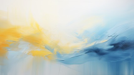 青と黄色の油絵の抽象画_4　Generative AI