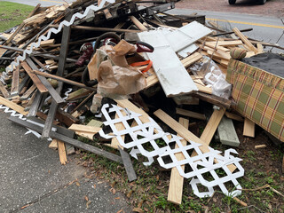 A pile of waste from a home construction site close up