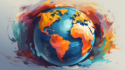 Abstract globe focusing on North America illustration,Generated Ai