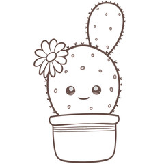 hand drawn illustration of cactus cartoon on transparent background 