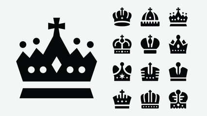 Fototapeta na wymiar Crown Solid Icons