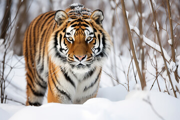 Siberian Tiger in the snow (Panthera tigris)