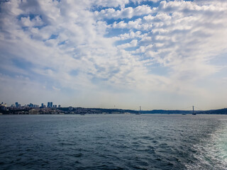 Galata Port - View of Bosphorus and Istanbul city on a cloudy day