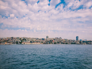 Galata Port - View of Bosphorus and Istanbul city on a cloudy day
