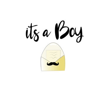 Gender party. The inscription is a boy.
The gender of the child is indicated on the envelope. Vector illustration.
