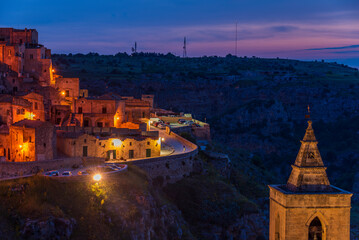 Fototapeta premium Matera cityscape night view , Basilicata, Italy