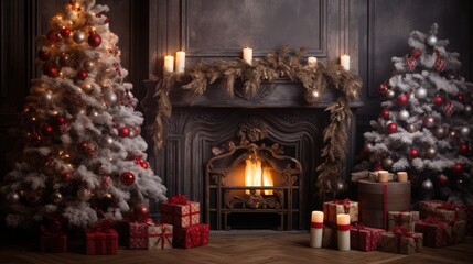 Fototapeta na wymiar Christmas tree with presents and gifts