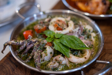 Pesto Squid Tapas, an appetizer or snack in Spanish cuisine