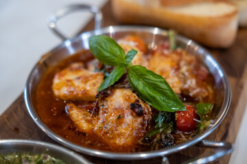 Spicy Pomodoro Fish Tapas, an appetizer or snack in Spanish cuisine