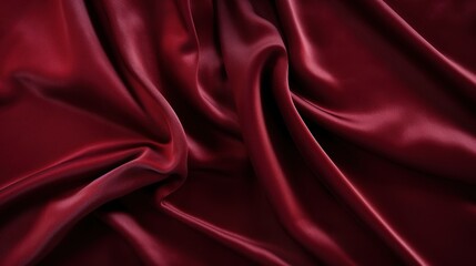 Obraz premium Luxurious ruby red satin or velvet fabric with smooth waves premium background