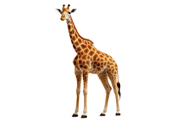 Giraffe Tall Animal on a White or Clear Surface PNG Transparent Background