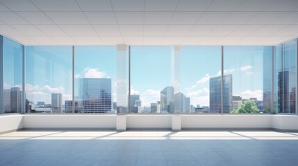 Beautiful Empty Room with Stunning View of Arlington City Skyline Buildings from Washington - 3D Rendering for Real Estate Advertisement