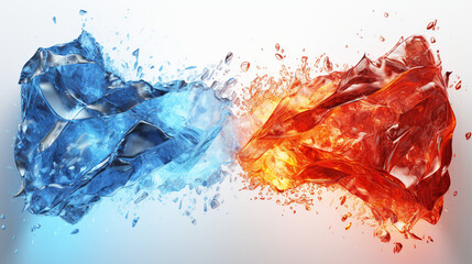 Fire and Ice Fantasy: Dynamic 3D Illustration with Fiery Sparks