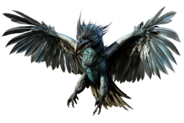 Microraptor Agile Avian Hunter on a White or Clear Surface PNG Transparent Background