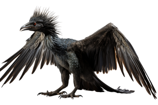 Microraptor Agile Avian Hunter on a White or Clear Surface PNG Transparent Background