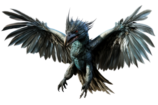 Microraptor Agile Avian Hunter on a White or Clear Surface PNG Transparent Background