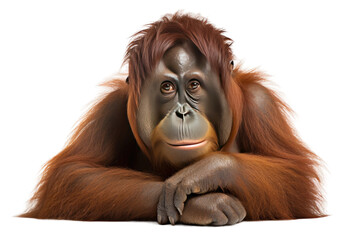 Orangutan Arboreal Ape on a White or Clear Surface PNG Transparent Background - obrazy, fototapety, plakaty