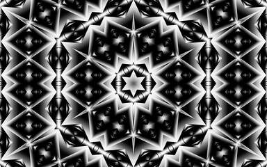 Illustration of a black and white background with decorative patterns