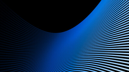 Illustration of 3D dark background with blue shaped stripes with effects