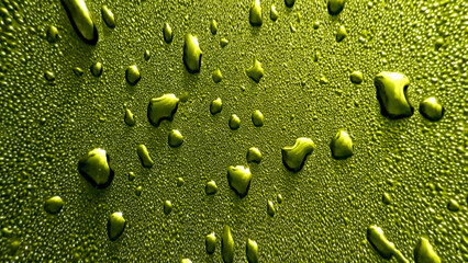 Illustration of a green background with drops on a surface with effects