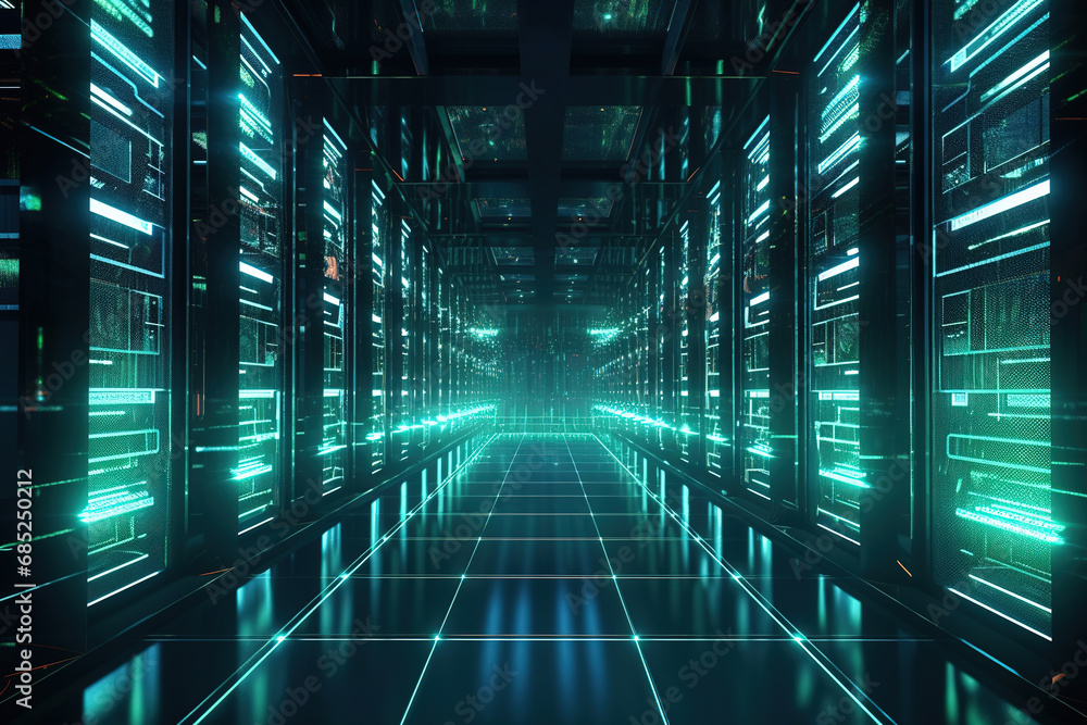 Poster connection network in dark servers data center room storage systems