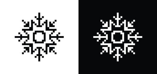 pixel snowflakes  icon.  Vector pixel art snowflake 8 bit logo for game