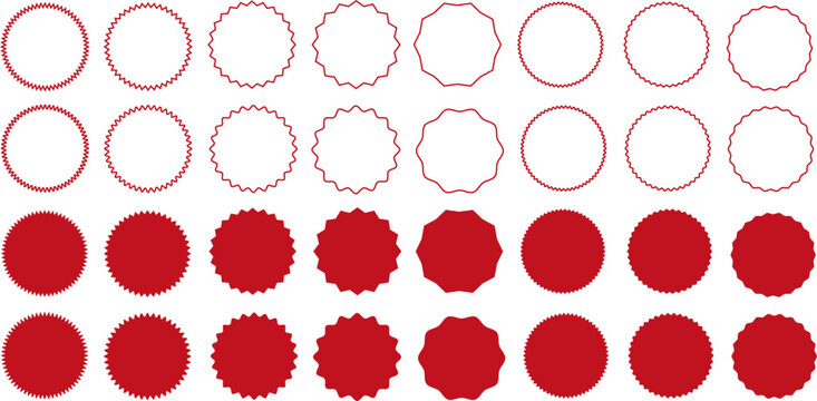 vector geometry ninegonal, decagonal, 11agonal, dodecagonal broken line in red color