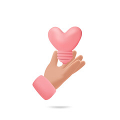 Bulb pink 3d Icon valentine illustration