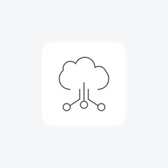 Cloud, Cloud Computing, Data Storage, thin line icon, grey outline icon, pixel perfect icon\