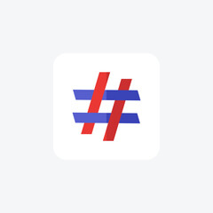 Hashtag, Social Media, flat color icon, pixel perfect icon