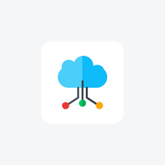 Cloud, Cloud Computing, Data Storage, flat color icon, pixel perfect icon\