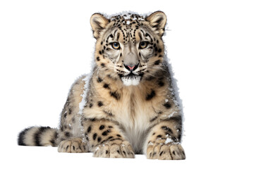 Fototapeta premium Snow Leopard Mountain Ghost on a White or Clear Surface PNG Transparent Background