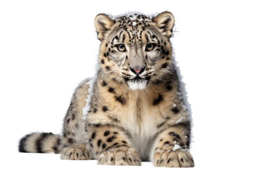 Snow Leopard Mountain Ghost on a White or Clear Surface PNG Transparent Background