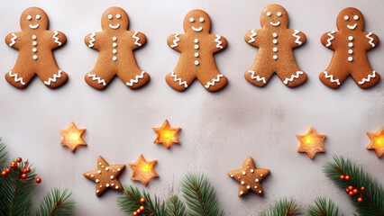 Sweet traditions: Delightful christmas gingerbread cookies on a light background