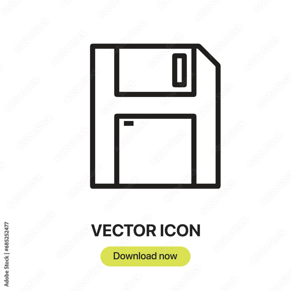 Poster floppy disk icon vector. linear-style sign for mobile concept and web design. floppy disk symbol ill