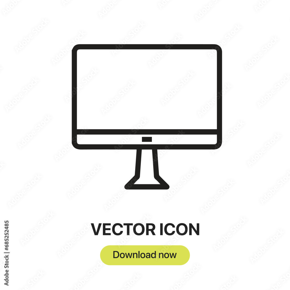 Poster computer icon vector. linear-style sign for mobile concept and web design. computer symbol illustrat