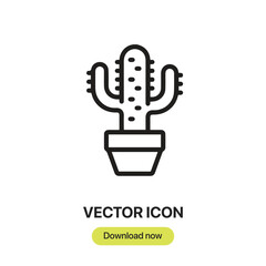 Cactus icon vector. Linear-style sign for mobile concept and web design. Cactus symbol illustration. Pixel vector graphics - Vector.	