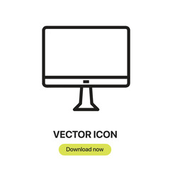 Computer icon vector. Linear-style sign for mobile concept and web design. Computer symbol illustration. Pixel vector graphics - Vector.	